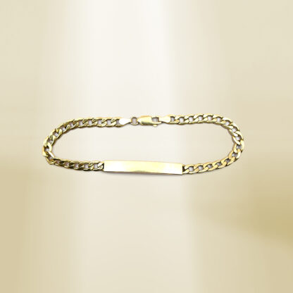 18K Yellow Gold Curb Chain ID Bracelet - Image 2