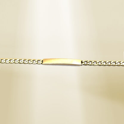 18K Yellow Gold Curb Chain ID Bracelet - Image 3
