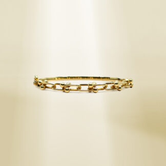 18K Yellow Gold Brand-Inspired Bangle