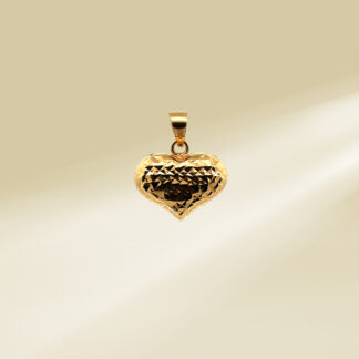 18K Yellow Gold Puffy Heart Pendant