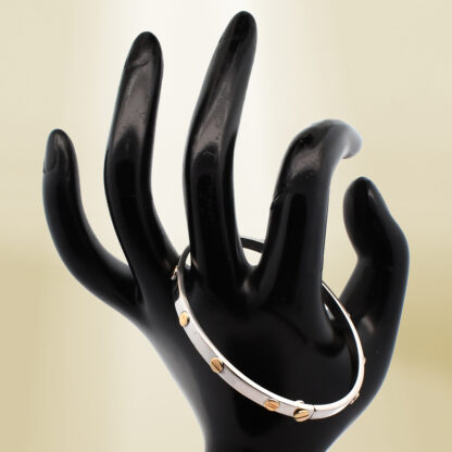 14K Two-Tone Brand-Inspired Screw Type Bangle - Image 4