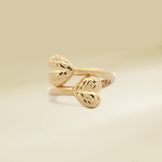 18K Yellow Gold Overlap Heart Design Ladies' Ring