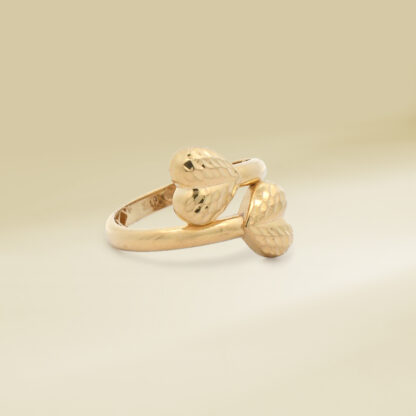 18K Yellow Gold Overlap Heart Design Ladies' Ring - Image 2