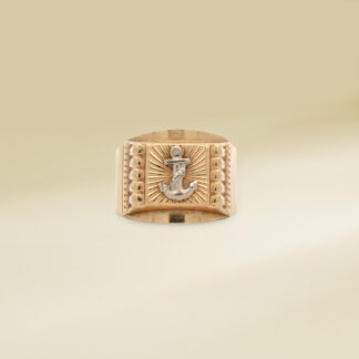 18K Two-Tone Anchor Design Gents' Ring