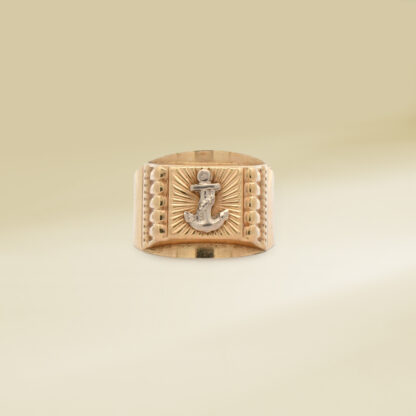 18K Two-Tone Anchor Design Gents' Ring