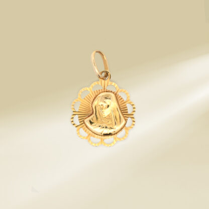 14K Yellow Gold Mother Mary Pendant
