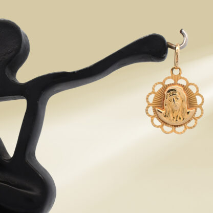 14K Yellow Gold Mother Mary Pendant - Image 4