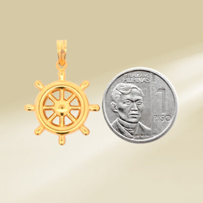 18K Yellow Gold Steering Wheel Pendant - Image 2