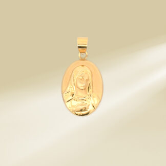 18K Yellow Gold Mother Mary Pendant