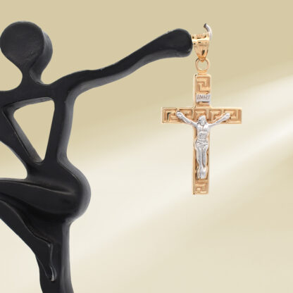 18K Two-Tone Cross Pendant - Image 4