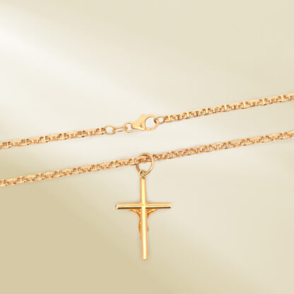 18K Yellow Gold Mariner Chain Necklace with Cross Pendant - Image 3