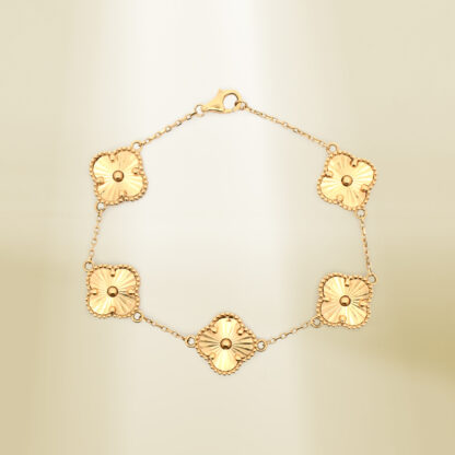 18K Yellow Gold Brand-Inspired Four-Leaf Clover Bracelet - Image 2