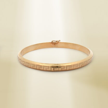 18K Yellow Gold Clip Type Greek Pattern Bangle - Image 3