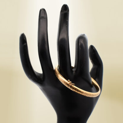 18K Yellow Gold Clip Type Greek Pattern Bangle - Image 4