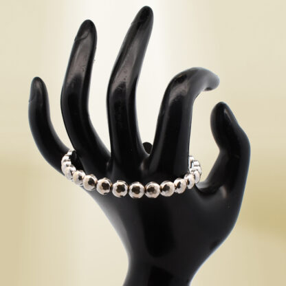 14K White Gold Beaded Design Bangle - Image 4
