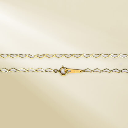 18K Yellow Gold Heart Shaped Cable Chain Necklace - Image 3