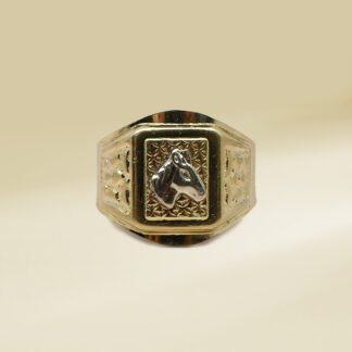 18K Two-Tone Horse Design Gents' Ring