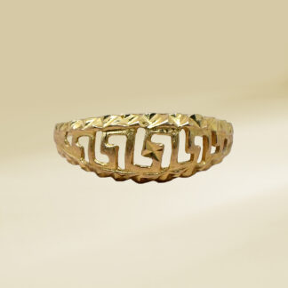 18K Yellow Gold Greek Inspired Pattern Ladies' Ring