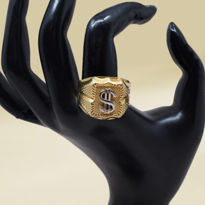 18K Two-Tone Dollar Design Gents' Ring - Image 4