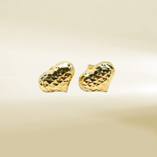 18K Yellow Gold Heart Design Earrings