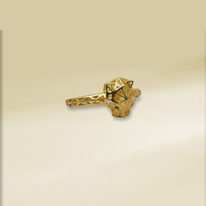 18K Yellow Gold Panther Design Ladies' Ring - Image 2