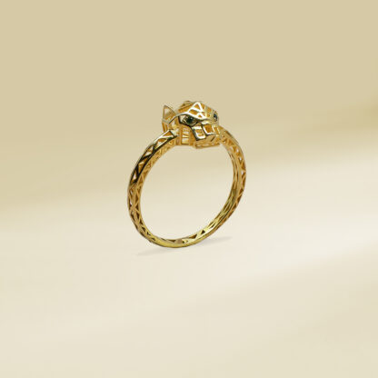 18K Yellow Gold Panther Design Ladies' Ring - Image 3