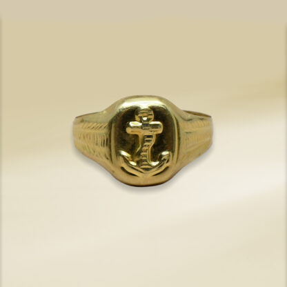 18K Yellow Gold Anchor Design Gents' Ring