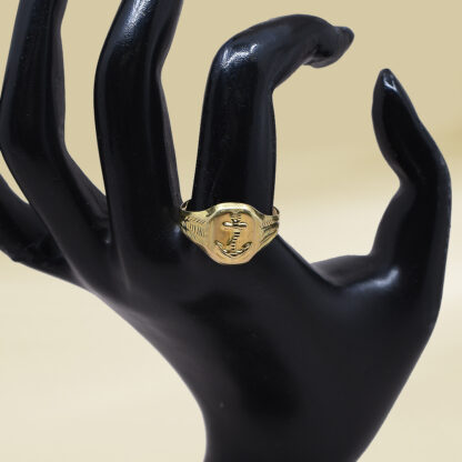 18K Yellow Gold Anchor Design Gents' Ring - Image 4