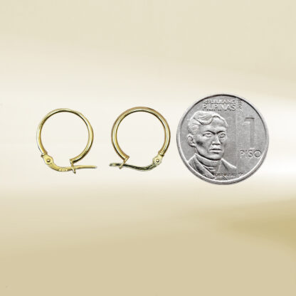 18K Yellow Gold Mini Hoop Earrings - Image 2