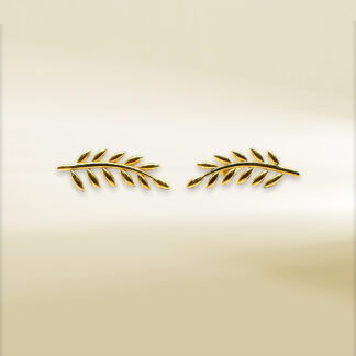 18K Yellow Gold Olive Branch Design Earrings