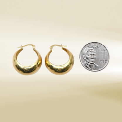 18K Yellow Gold Dome Hoop Earrings - Image 2