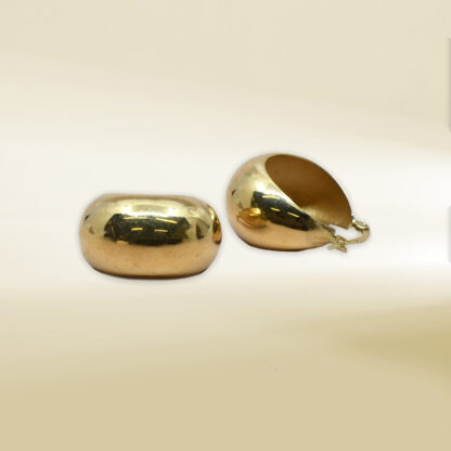 18K Yellow Gold Dome Hoop Earrings - Image 3