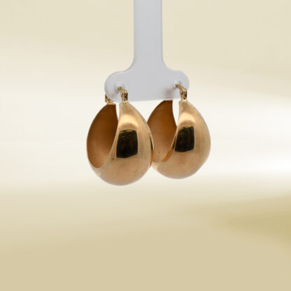 18K Yellow Gold Dome Hoop Earrings - Image 4
