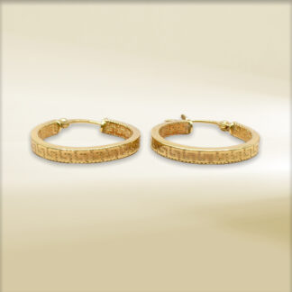 18K Yellow Gold Greek Inspired Patterned Hoop Earrings