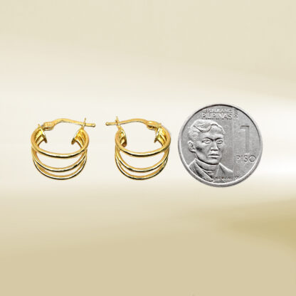 18K Yellow Gold Triple Oval Hoop Earrings - Image 2