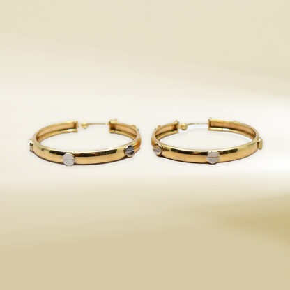 18K Two-tone Brand-Inspired Hoop Design Earrings
