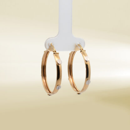 18K Two-tone Brand-Inspired Hoop Design Earrings - Image 4