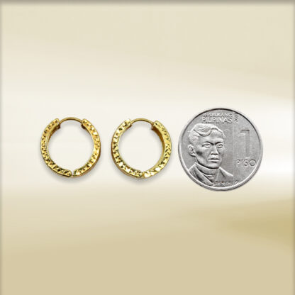 18K Yellow Gold Thick Hoop Earrings - Image 2