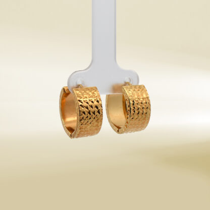 18K Yellow Gold Thick Hoop Earrings - Image 4