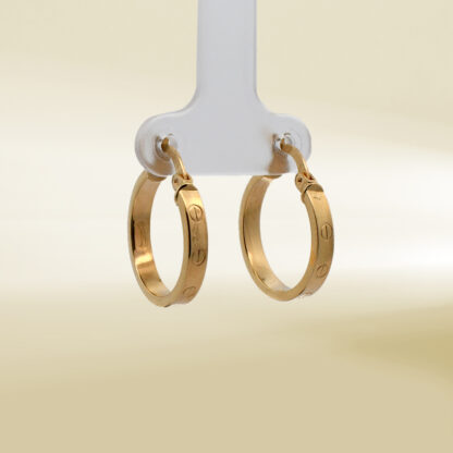 18K Yellow Gold Brand-Inspired Hoop Earrings - Image 4