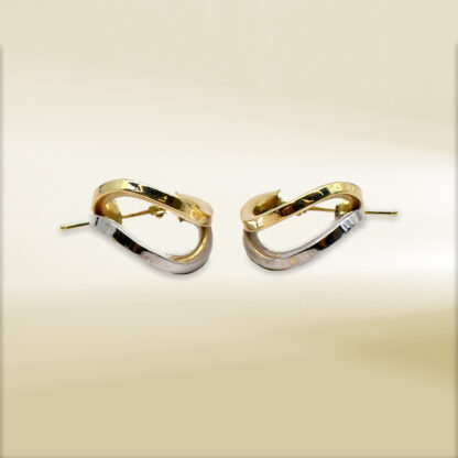 18K Two-Tone Double Oval Hoop Earrings