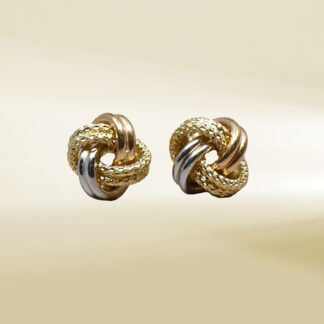 18K Tri-Color Knot Design Earrings