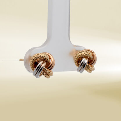 18K Tri-Color Knot Design Earrings - Image 4