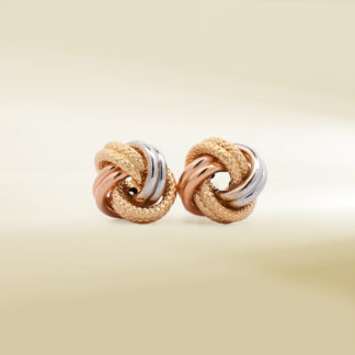 18K Two-Tone Knot Design Earrings