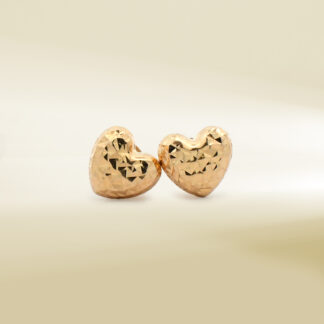 18K Yellow Gold Heart Design Earrings