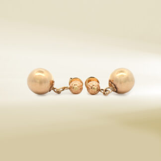 18K Yellow Gold Ball Dangling Earrings