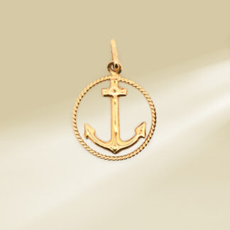 18K Yellow Gold Anchor Pendant