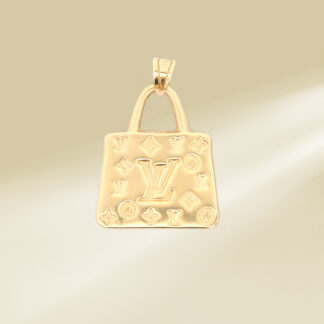 18K Yellow Gold Brand-Inspired Bag Design Pendant