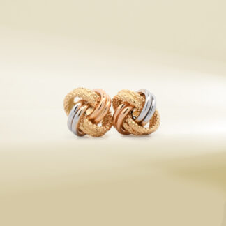 18K Tri-Color Knot Design Earrings