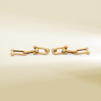 18K Yellow Gold Dangling Brand-Inspired Earrings
